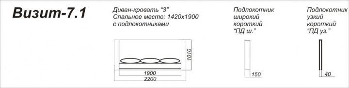 Размеры тахты Визит-7.1