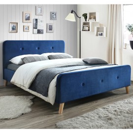 Двуспальная кровать Malmo Velvet синяя