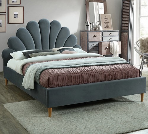 Двуспальная кровать Santana Velvet серая