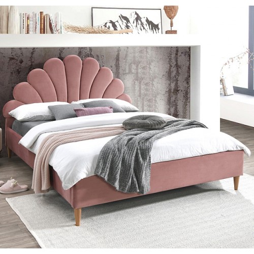 Двуспальная кровать Santana Velvet розовая