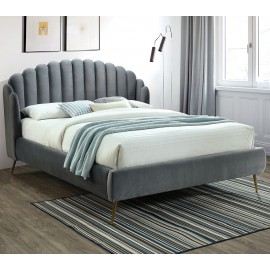 Двуспальная кровать Calabria Velvet серая