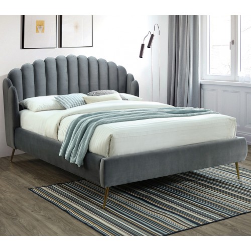 Двуспальная кровать Calabria Velvet серая