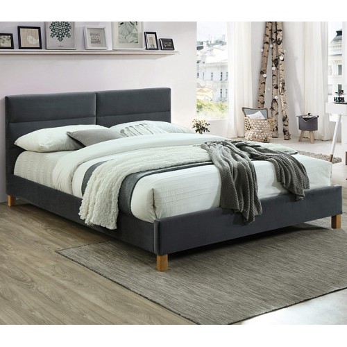 Двуспальная кровать Sierra Velvet серая