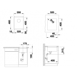 Кухонная мойка Blanco Subline 320-U (антрацит, с отводной арматурой InFino®)
