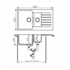 Кухонная мойка Tolero Loft TL-860 №001 (серый металлик)