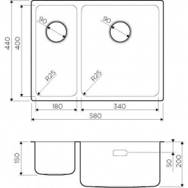 Кухонная мойка Omoikiri Tadzava 58-2-U/IF-IN-R