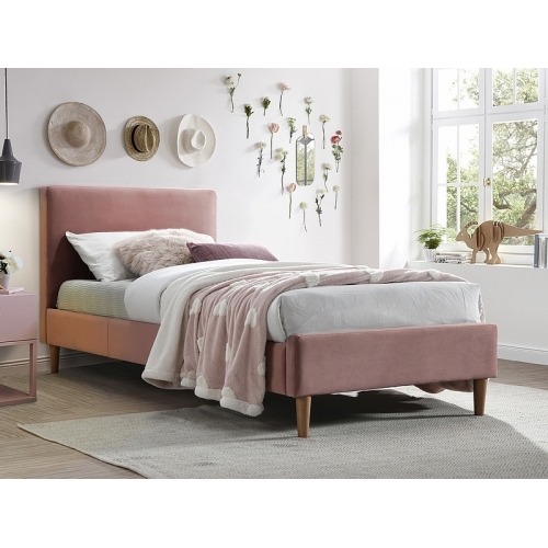 Односпальная кровать Signal ACOMA VELVET BLUVEL 52 античный розовый/дуб