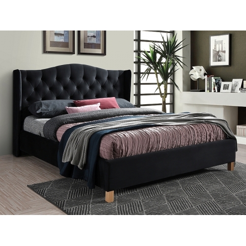 Кровать Signal ASPEN VELVET BLUVEL 19 черный/дуб 160/200 