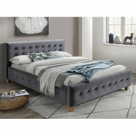 Кровать Signal BARCELONA VELVET BLUVEL 14 серый/дуб 160/200