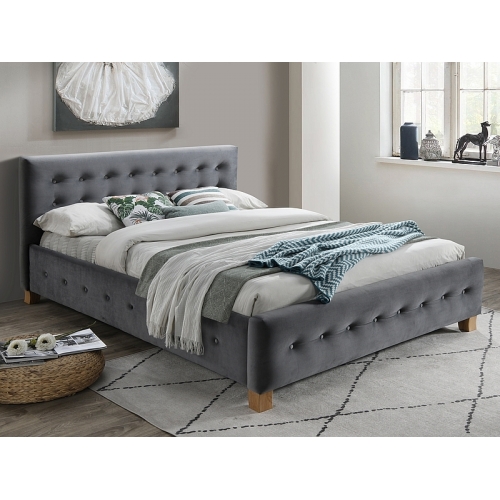  Кровать Signal BARCELONA VELVET BLUVEL 14 серый/дуб 160/200 