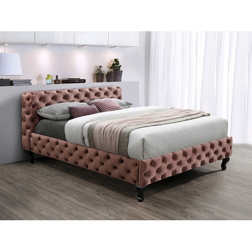 Кровать Signal HERRERA VELVET античный розовый/венге 160/200 