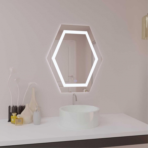 Зеркало с LED (лед) подсветкой Шестигранник 600*700