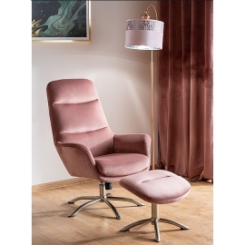 Кресло для отдыха с подставкой для ног Signal NIXON VELVET античный розовый