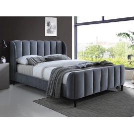 Двуспальная кровать Carina Velvet серая