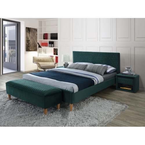 Двуспальная кровать Azurro Velvet 180 зеленая