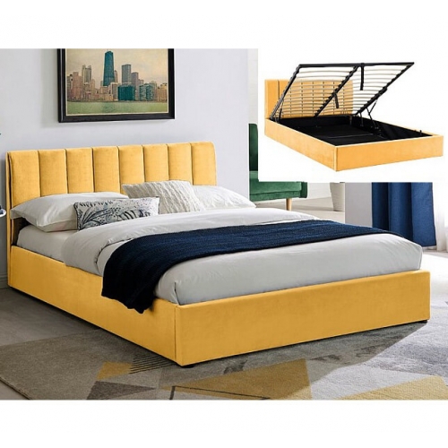 Двуспальная кровать с подъемным механизмом Montreal Velvet 160 карри