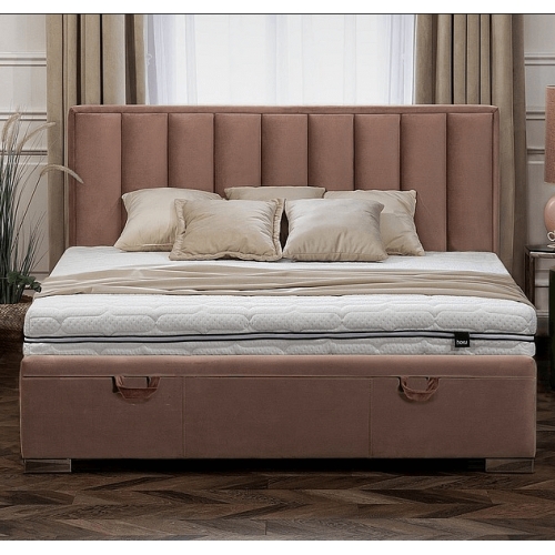 Двуспальная кровать с подъемным механизмом Marani Velvet 160 античный розовый