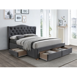 Двуспальная кровать Signal ASPEN II VELVET 160 серая