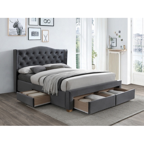 Двуспальная кровать Signal ASPEN II VELVET 160 серая