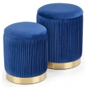 Комплект пуфов HALMAR MONTY темно-синий/золотой