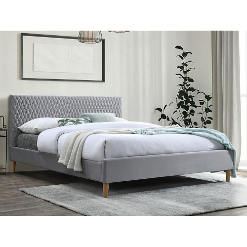 Двуспальная кровать Azurro Velvet 140 светло-серый бархат