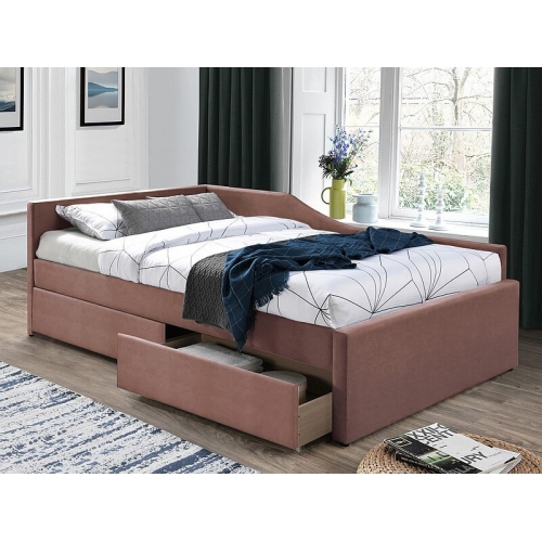 Полуторная кровать SIGNAL ELIOT VELVET 120х200 античный розовый