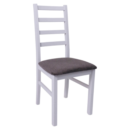 Белый деревянный стул Нильс 8 серо-бежевая ткань