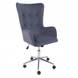 Офисное кресло BELLA XL chome графитовый велюр Kiton 713 Graphite