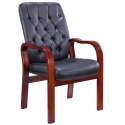 Кресло для посетителей Everprof Monaco Wood CF Экокожа Черный