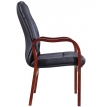 Кресло для посетителей Everprof Monaco Wood CF Экокожа Черный