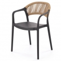 Пластиковый стул с подлокотниками HALMAR K582 черный/натуральный