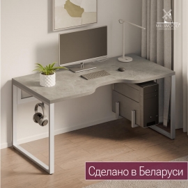 Геймерский стол Каир 2 бетон/белый