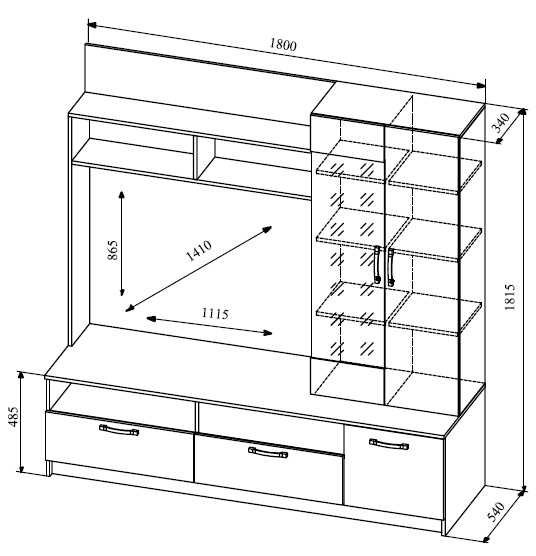 Размеры стенки София-3